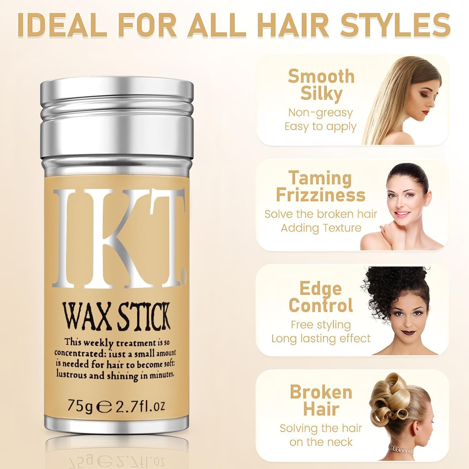 IKT Hair Wax Stick — washes out easily with no residue buildup