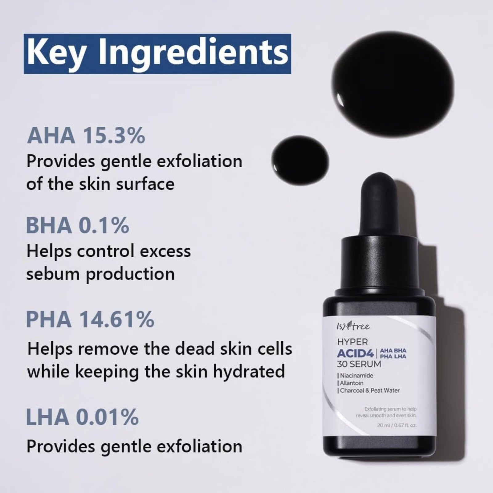 Isntree Hyper Acid4 AHA BHA LHA 30 Serum — helps refine pores and clear blemishes