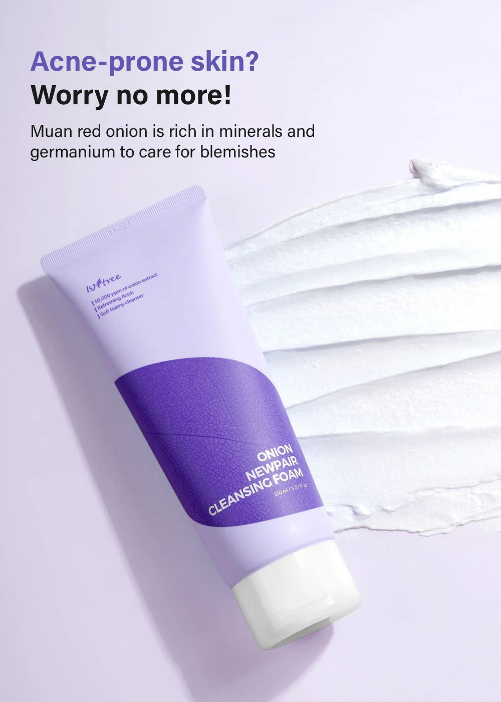Isntree Onion Newpair Cleansing Foam — gently cleanses while brightening skin