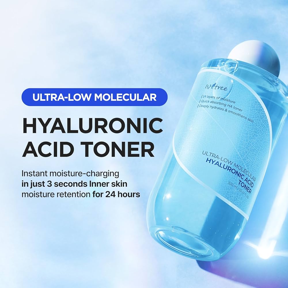 Isntree Ultra-Low Molecular Hyaluronic Acid Toner — helps maintain a healthy moisture barrier