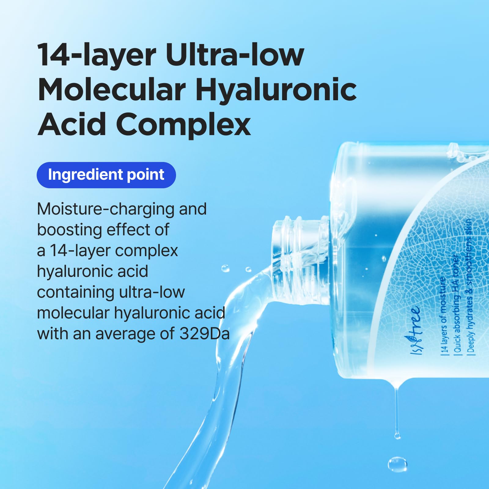 Isntree Ultra-Low Molecular Hyaluronic Acid Toner — ultra-low molecular hyaluronic acid deeply hydrates skin