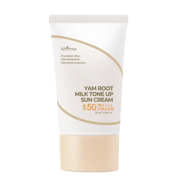 Isntree Yam Root Milk Tone Up Sun Cream — hydrates while it protects for comfortable wear