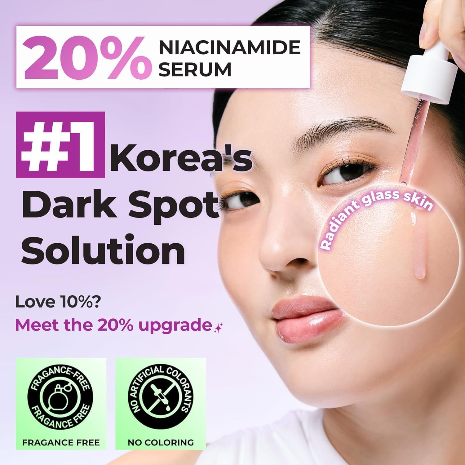 High 20% niacinamide concentration for visible results