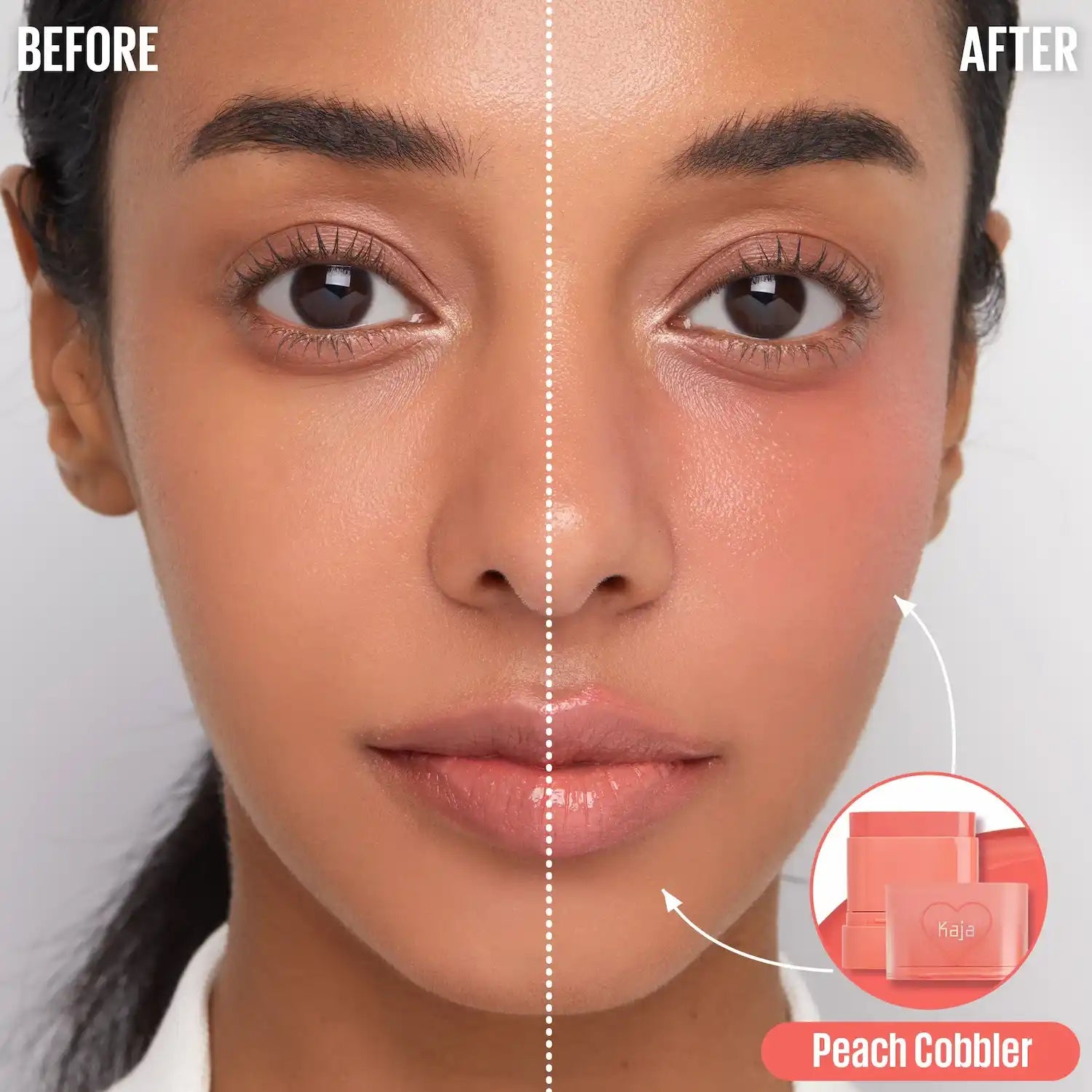 Kaja Dewy Bar Peach Cobbler applied look
