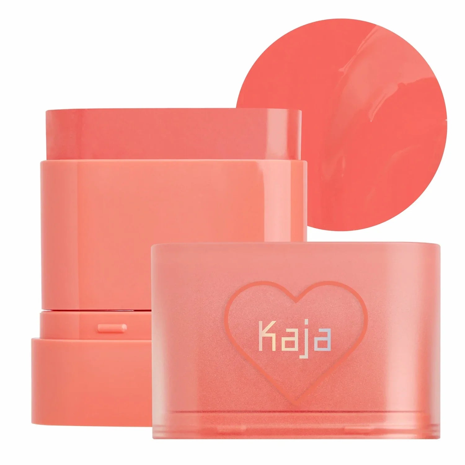 Kaja Dewy Bar in Peach Cobbler on cheeks and lips