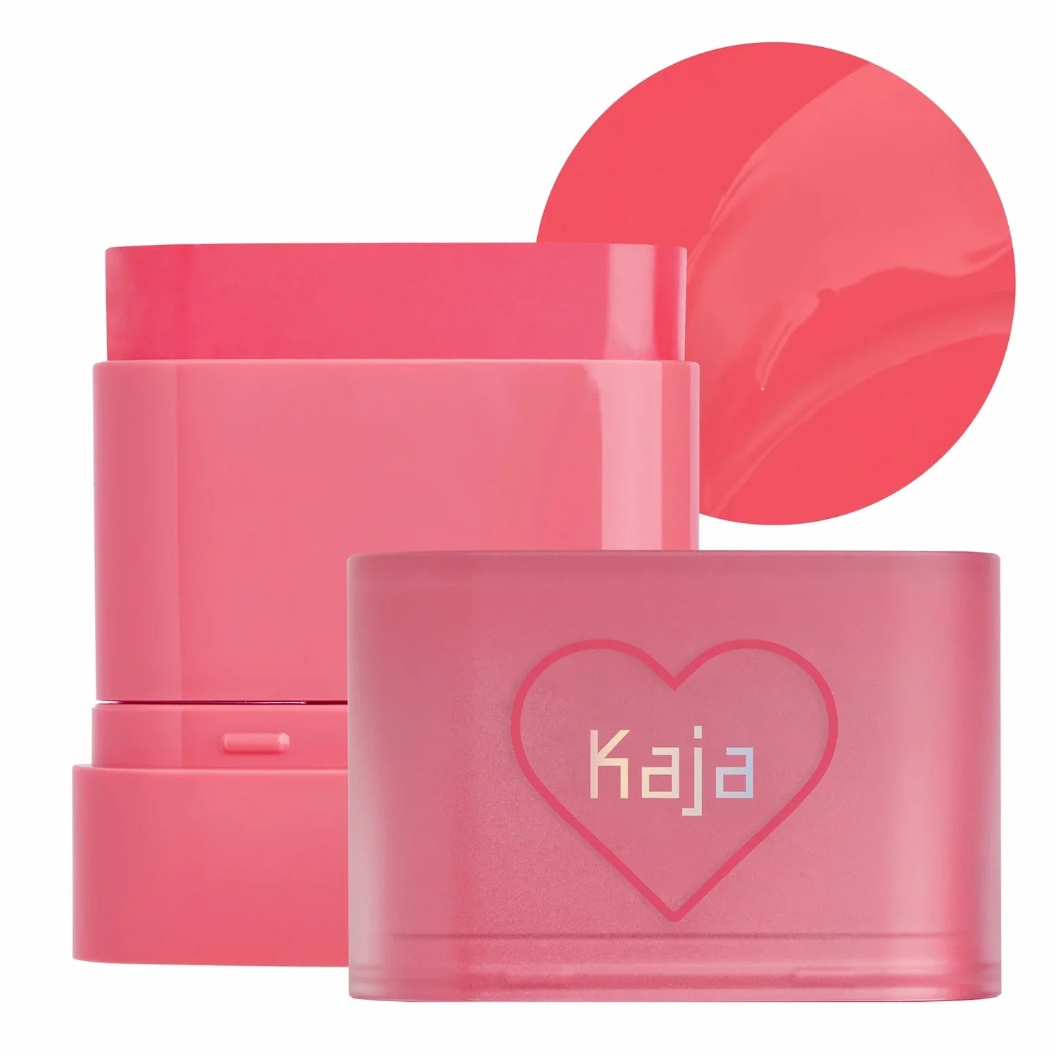 Kaja Dewy Bar in Strawberry Sorbet on cheeks and lips