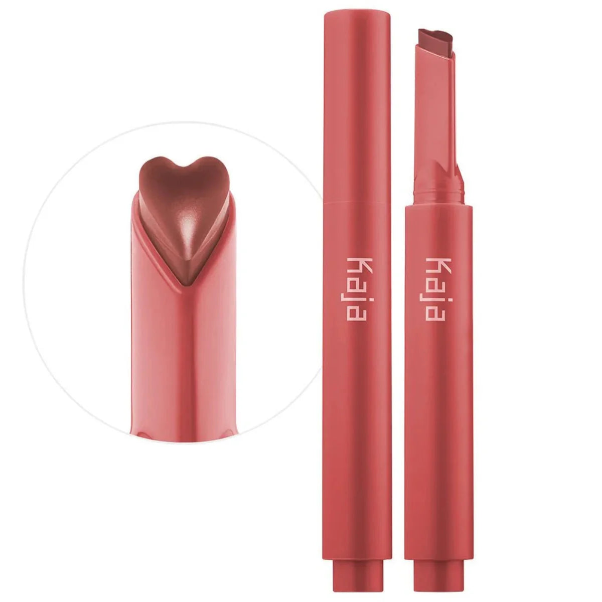 Kaja Heart Melter Gloss Stick Crazy 4U applied lip look