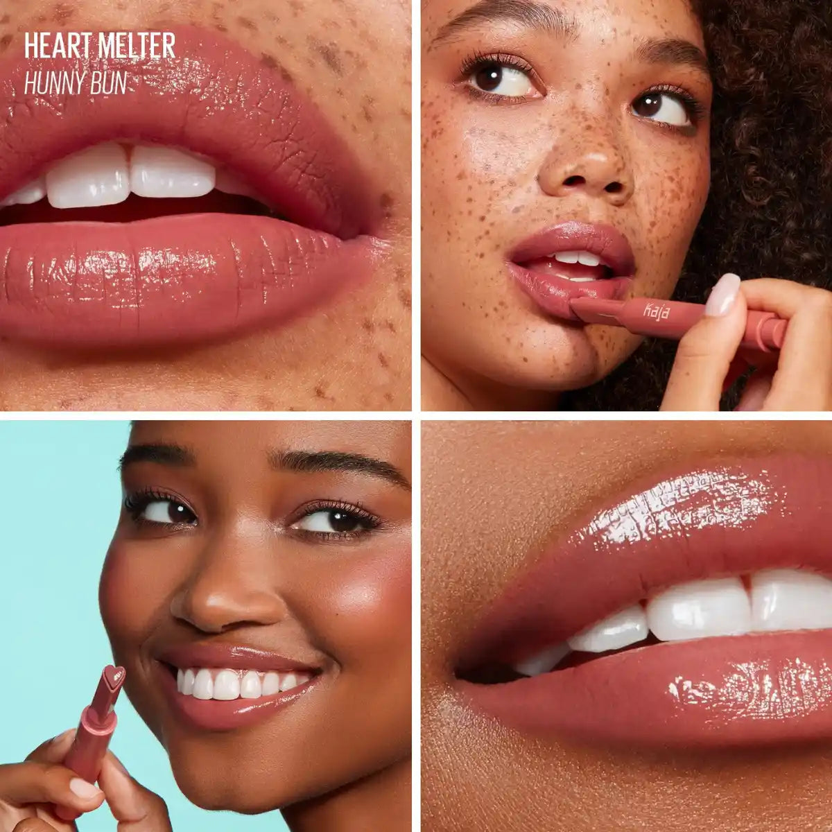 Kaja Heart Melter Gloss Stick Hunny Bun shade swatch