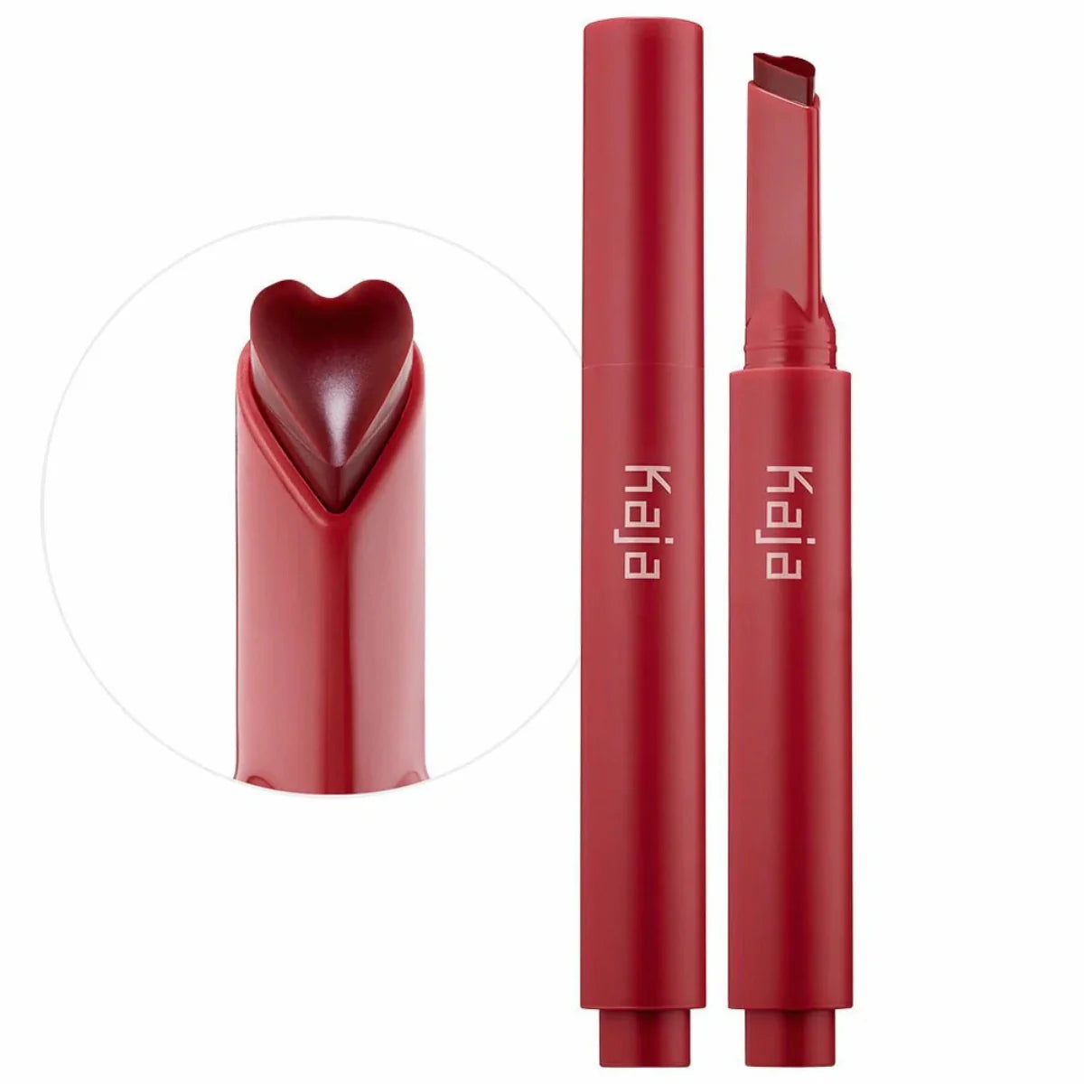 Kaja Heart Melter Gloss Stick Too Hot shade swatch