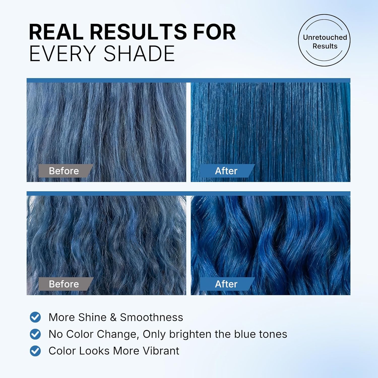Refreshes and intensifies blue tones