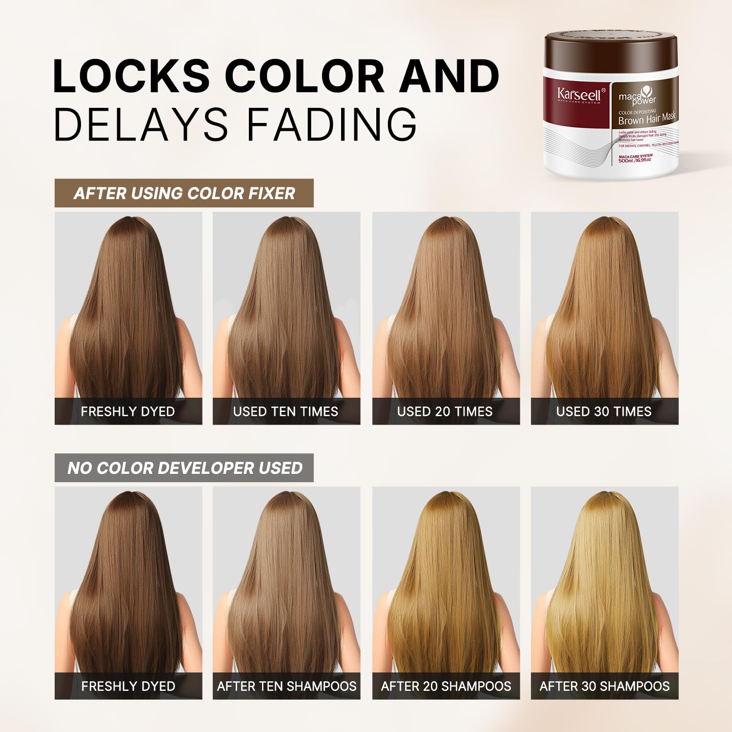 Conditions hair while depositing colour