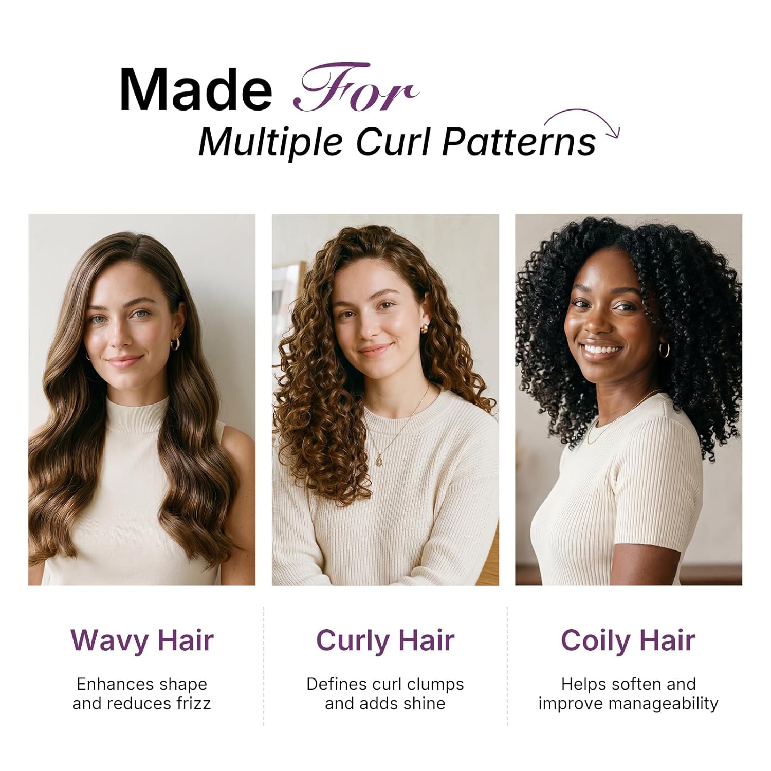 Hydrates and softens dry curls