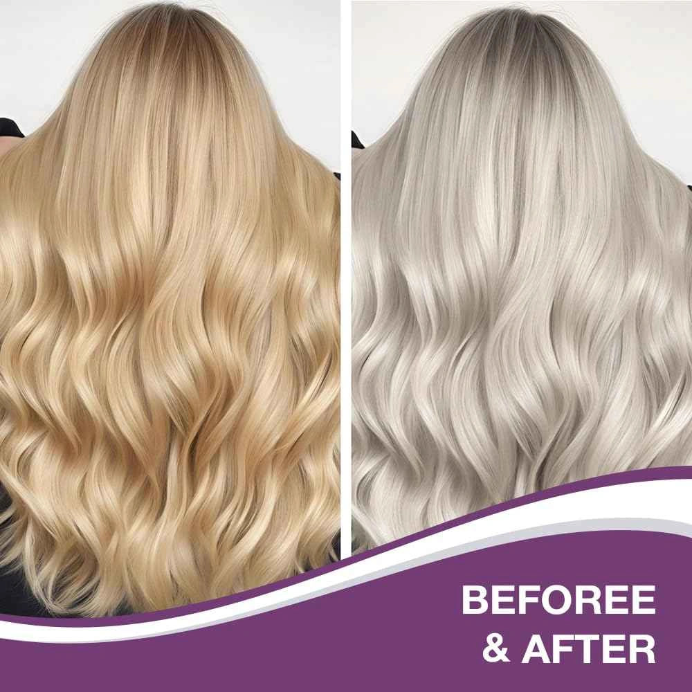 Neutralizes brassy tones in blonde hair