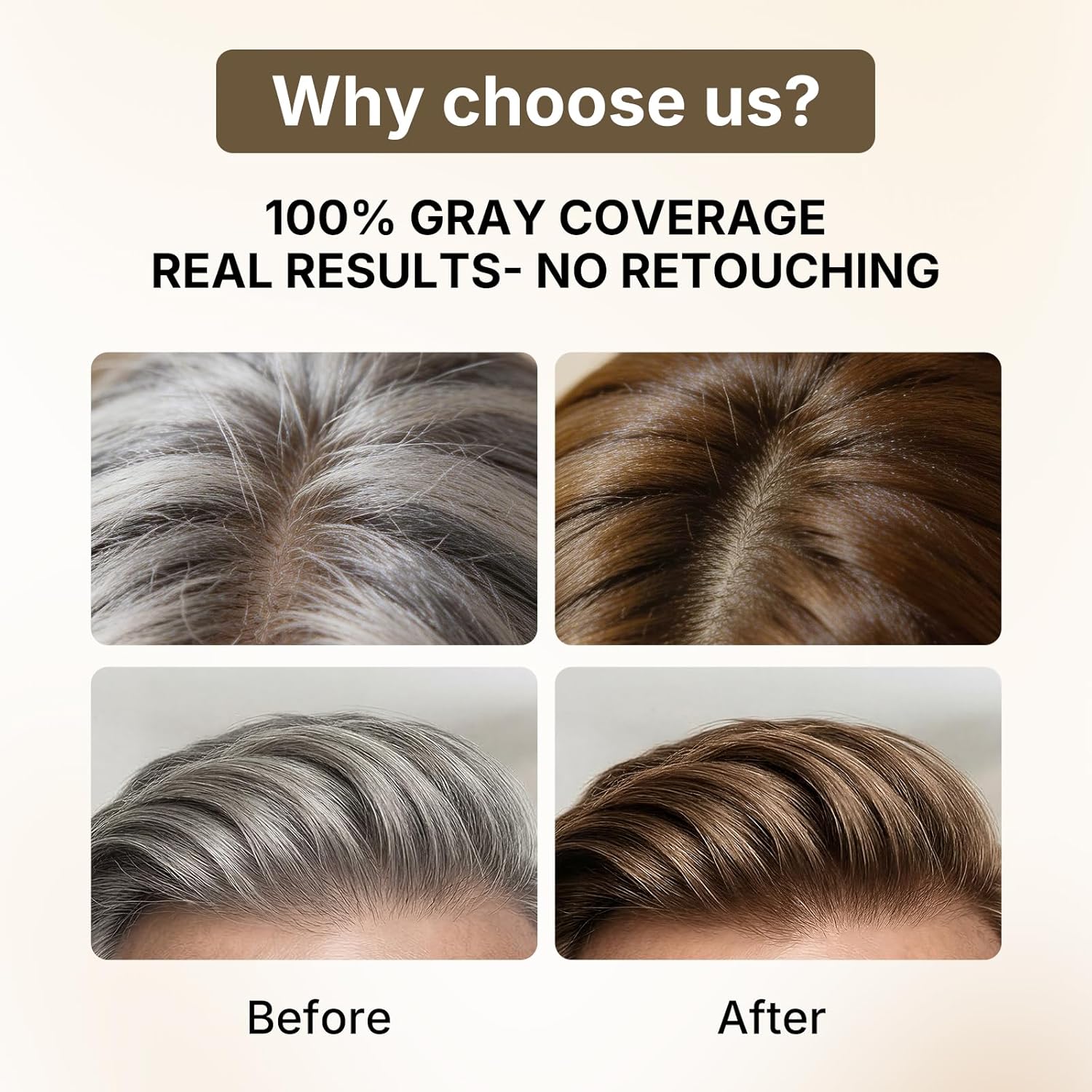 Covers grey hair naturally in minutes