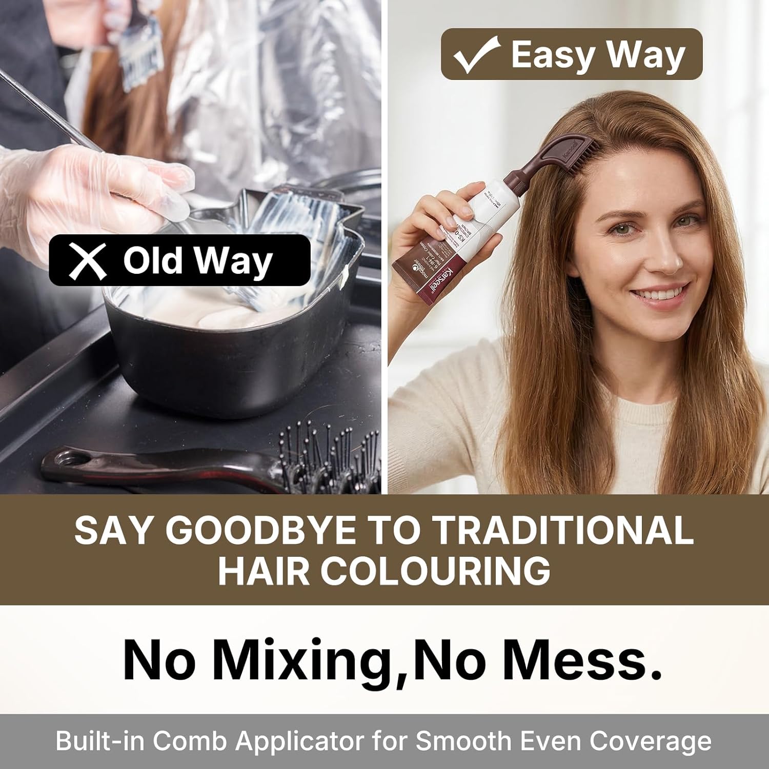 Gentle comb-in formula for quick grey coverage