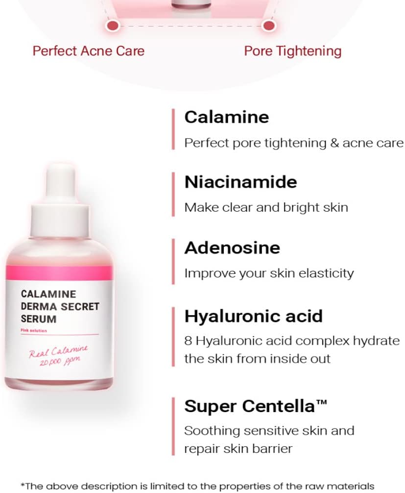 K-SECRET Calamine Derma Secret Serum — how to use: apply a few drops after toner