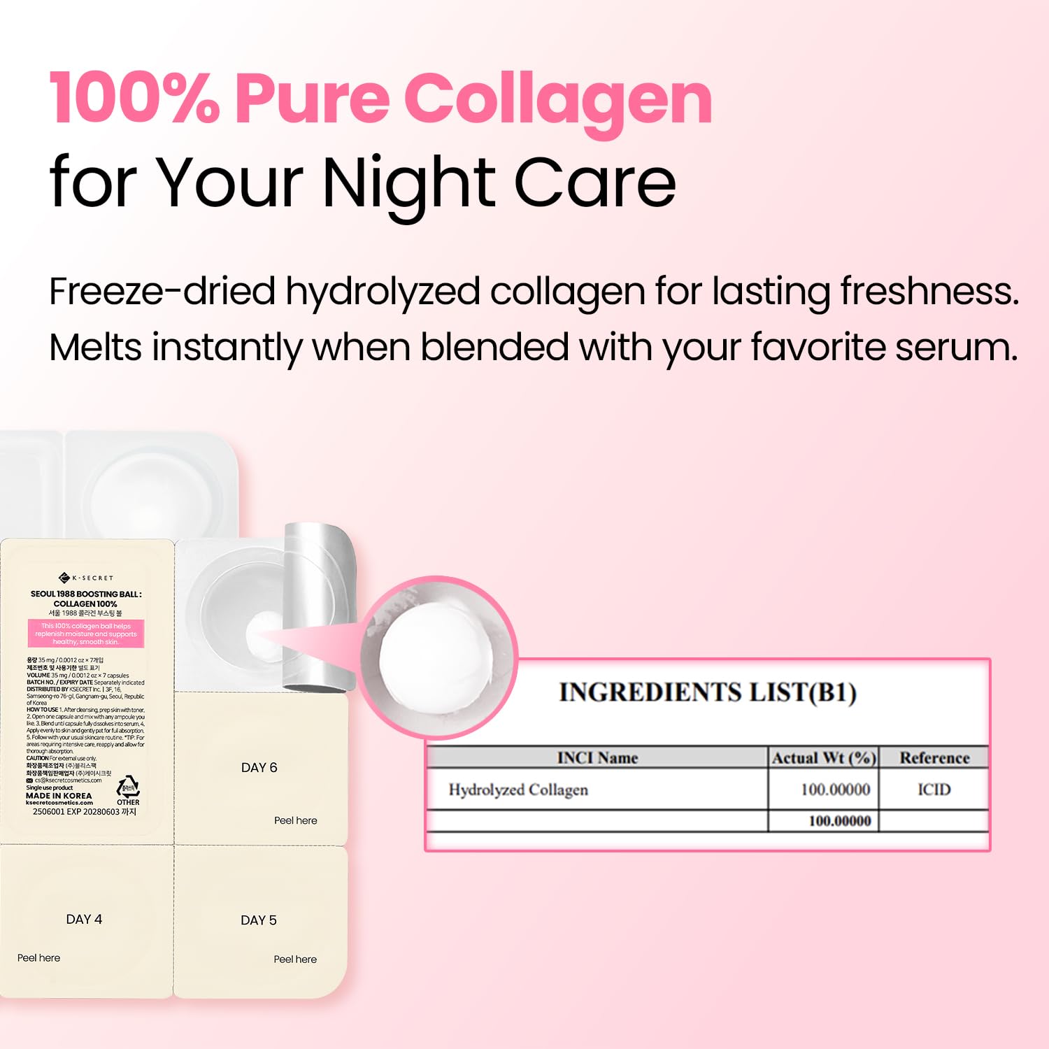 K-SECRET Seoul 1988 Boosting Ball Collagen 100% — pure 100% collagen boosting ball