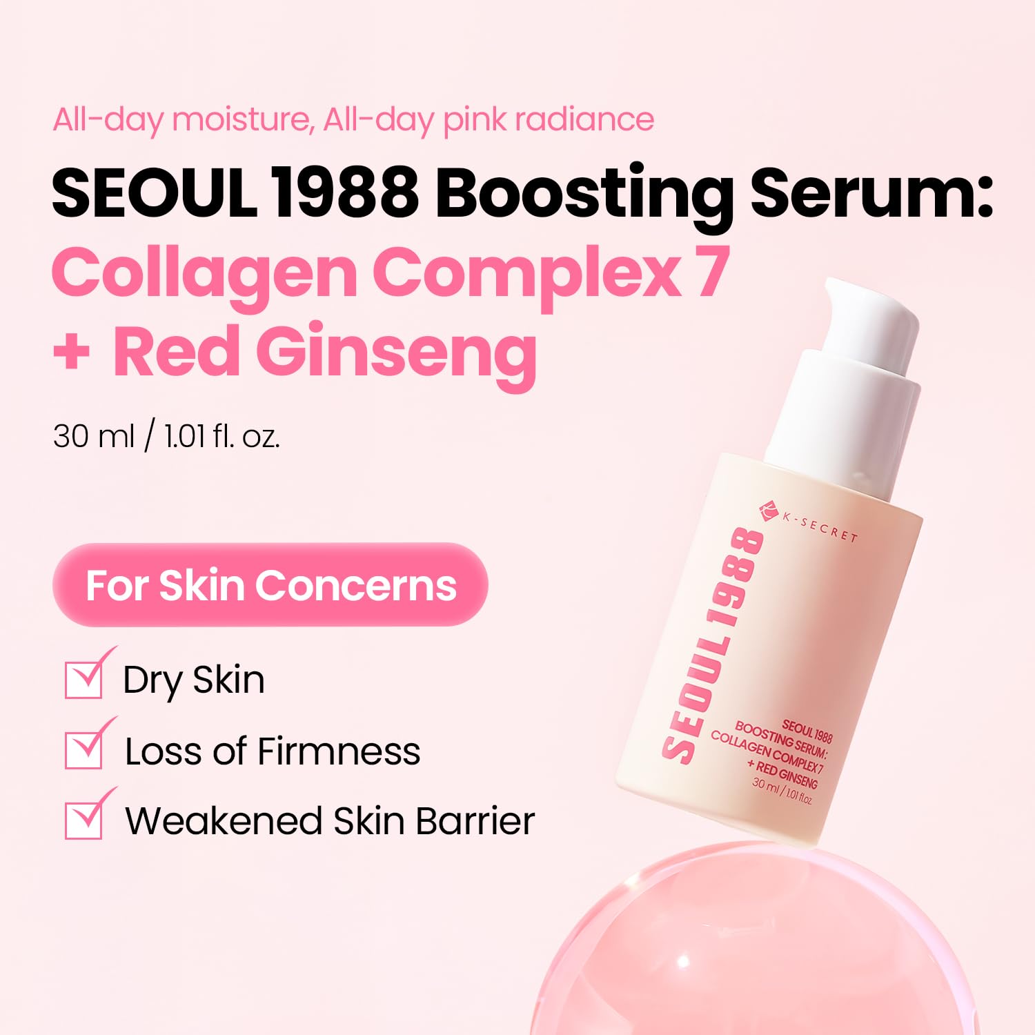 K-SECRET Seoul 1988 Boosting Serum Collagen Complex 7 + Red Ginseng — collagen complex firms and improves elasticity