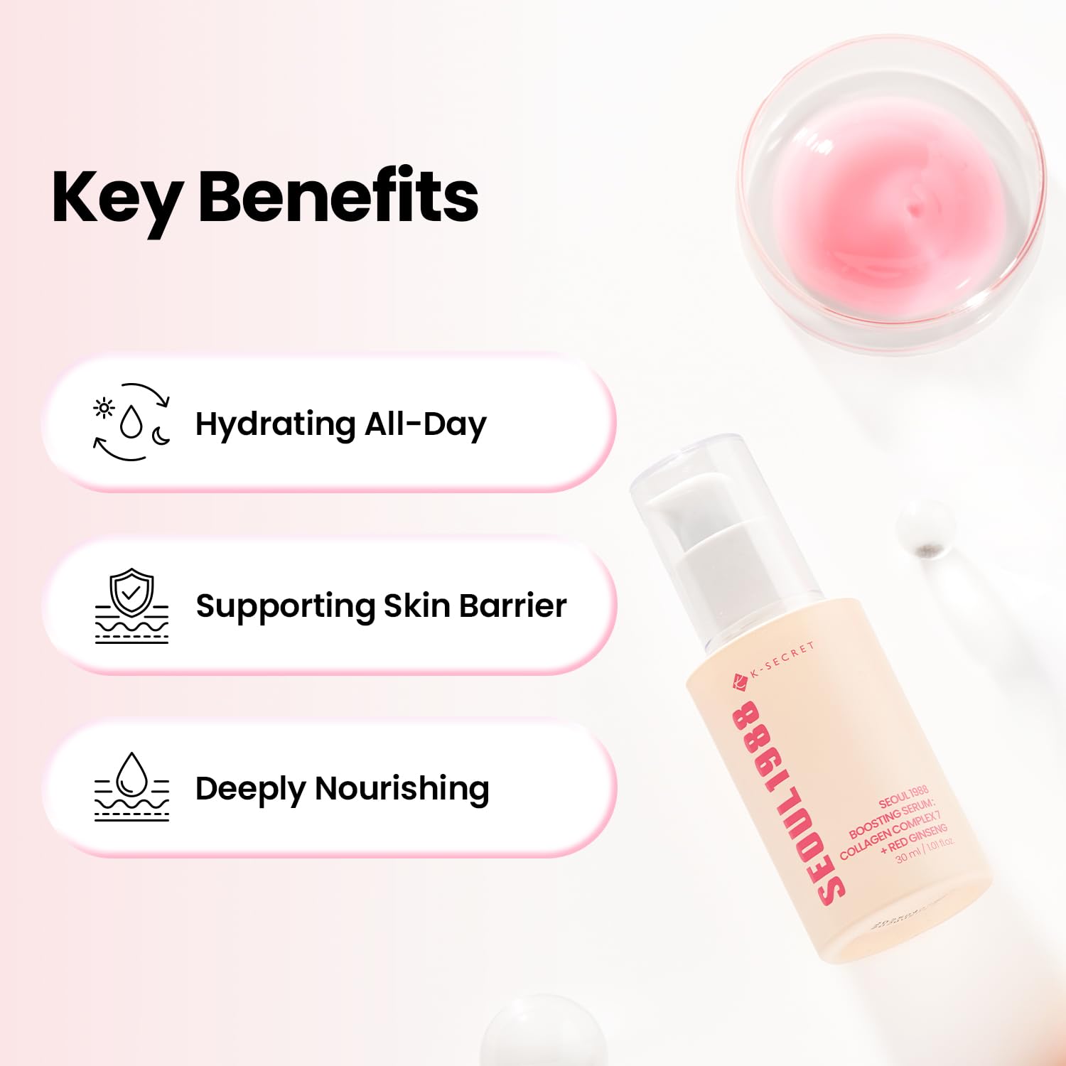K-SECRET Seoul 1988 Boosting Serum Collagen Complex 7 + Red Ginseng — red ginseng energizes and revitalizes skin