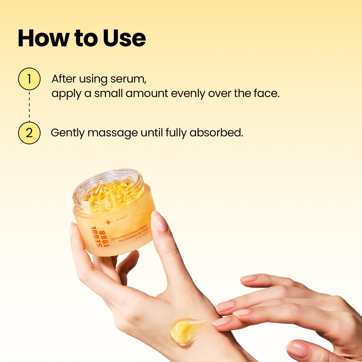 K-SECRET Seoul 1988 Capsule Cream Niacinamide 5% + Yuja — powered by 5% niacinamide and yuja