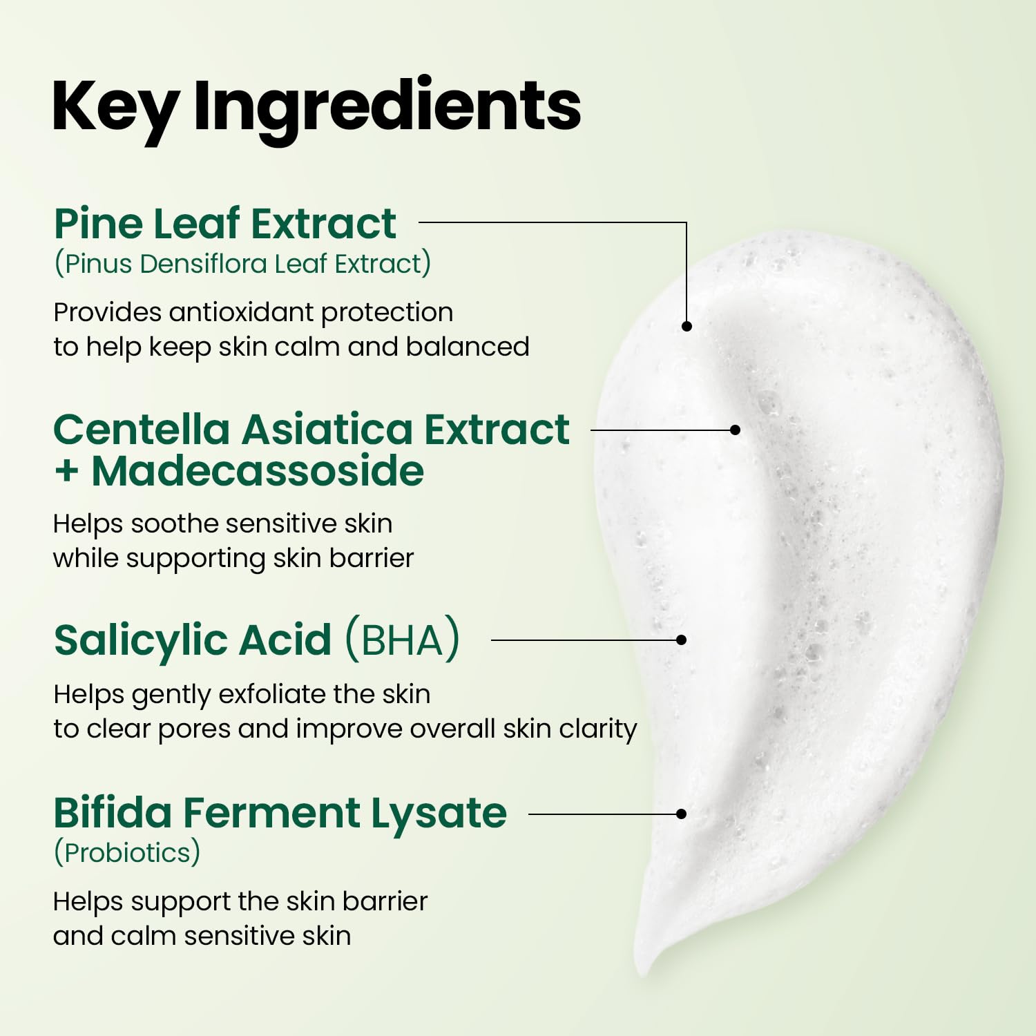 K-SECRET Seoul 1988 Cleansing Foam Pine Cica 1% + Probiotics — creamy foam cleanses without stripping skin