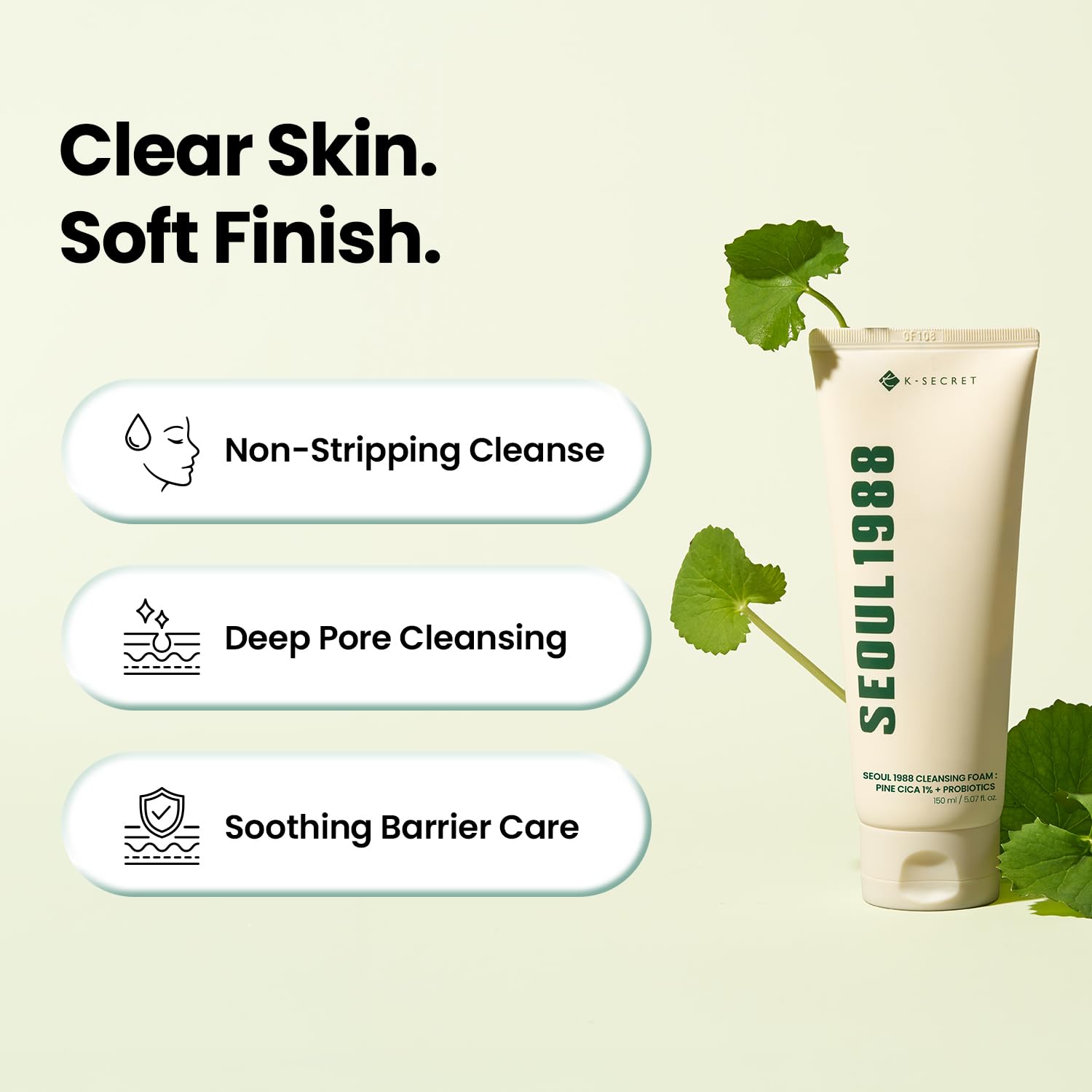 K-SECRET Seoul 1988 Cleansing Foam Pine Cica 1% + Probiotics — pine cica soothes and calms skin