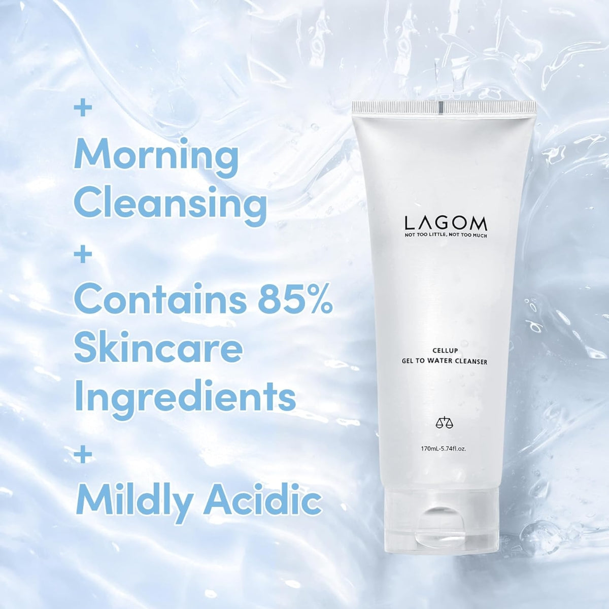LAGOM Cellup Gel To Water Cleanser gel texture that transforms into water