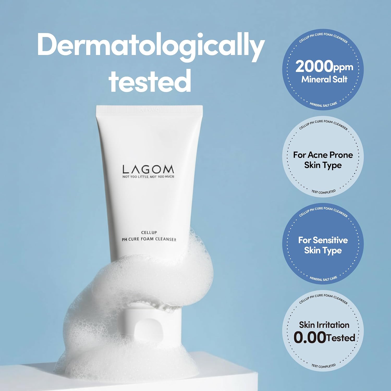LAGOM Cellup pH Cure Foam Cleanser gently balances skin pH while cleansing