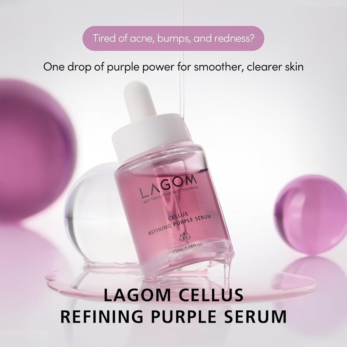 LAGOM Cellus Refining Purple Serum silky serum texture close-up