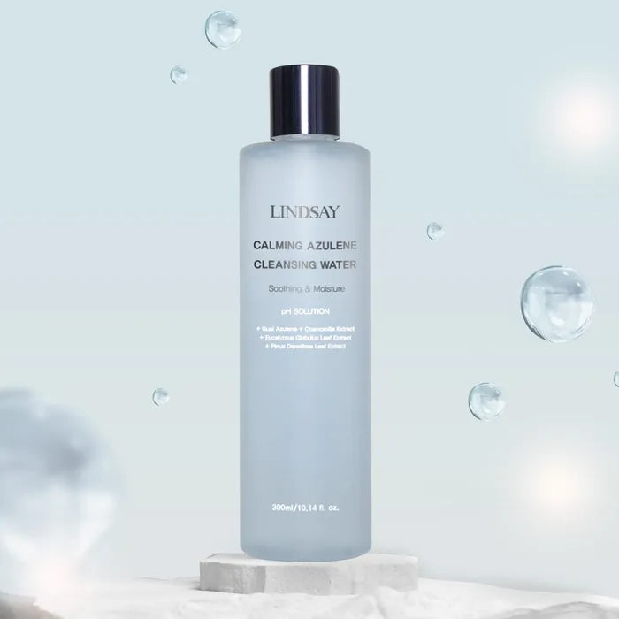 LINDSAY PH Solution Calming Azulene Cleansing Water — no-rinse formula leaves skin clean and comfortable