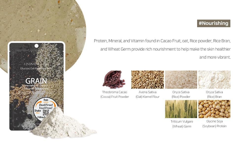 LINDSAY Re:natural Modeling Mask Grain Pack — thick rubber modeling mask for an at-home spa treatment