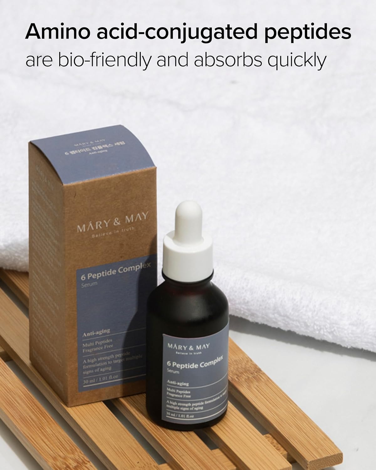 Mary&May 6 Peptide Complex Serum — improves the look of skin elasticity
