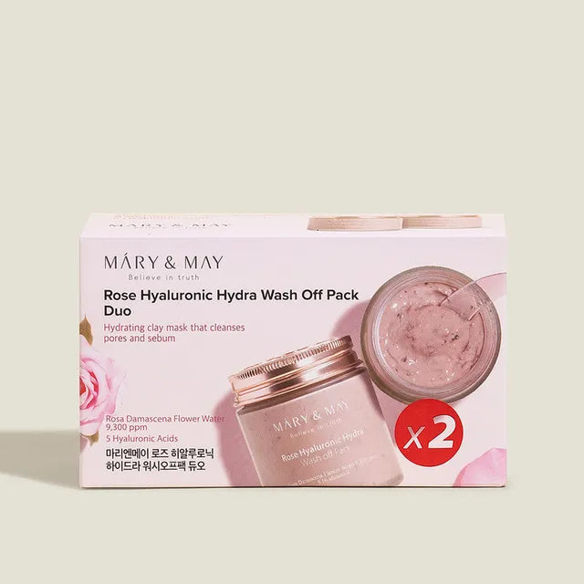 Mary&May Rose Hyaluronic Hydra Wash Off Pack Duo Set — rose hyaluronic wash-off mask duo set