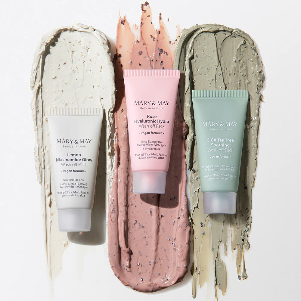 Mary&May Vegan Wash Off Mask Mini Gift Set — gift set with vegan wash-off mask minis