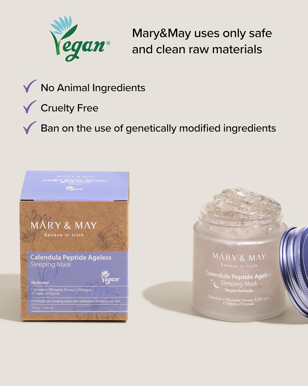 Mary&May Calendula Peptide Ageless Sleeping Mask — how to use: apply as the last step of your night routine