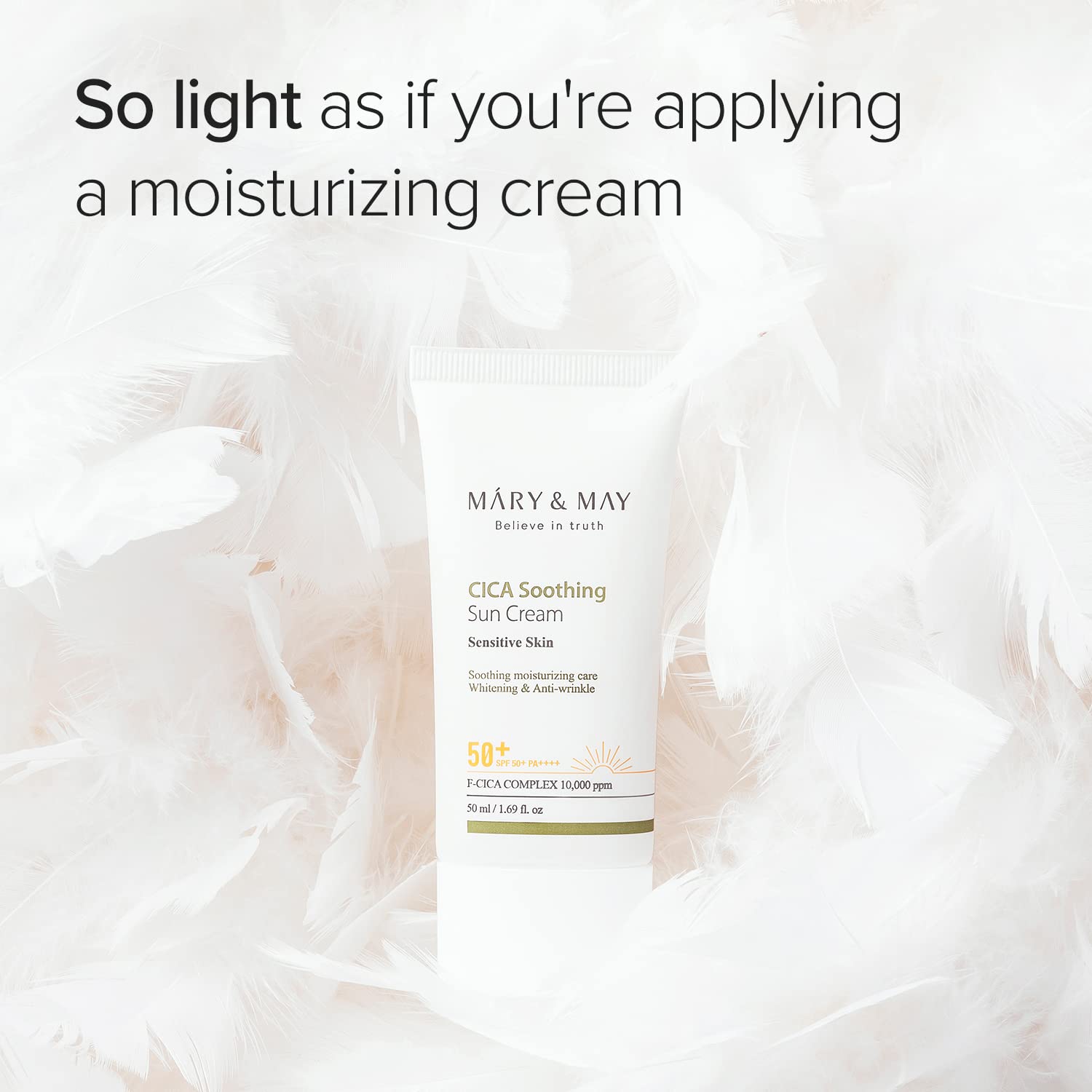 Mary&May CICA Soothing Sun Cream — how to use: apply as the last step of morning skincare