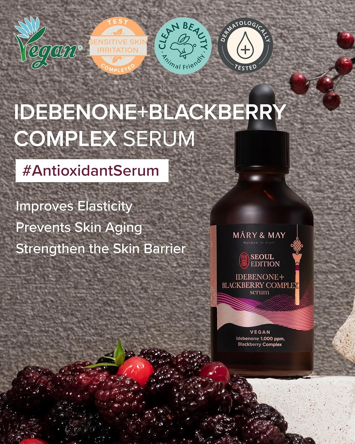 Mary&May Idebenone + Blackberry Complex Serum — idebenone delivers powerful antioxidant protection