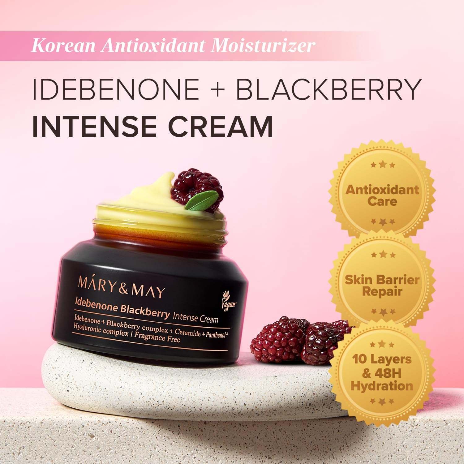 Mary&May Idebenone Blackberry Intense Cream — idebenone delivers powerful antioxidant care