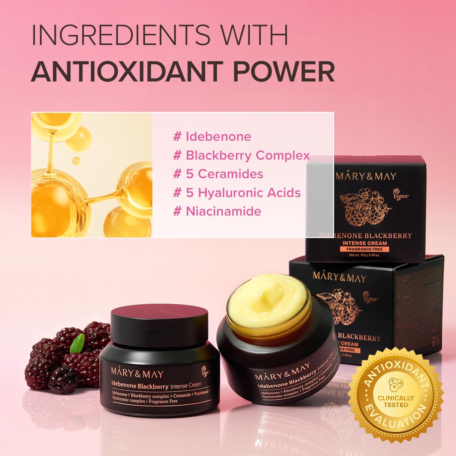 Mary&May Idebenone Blackberry Intense Cream — how to use: apply as the last step of skincare