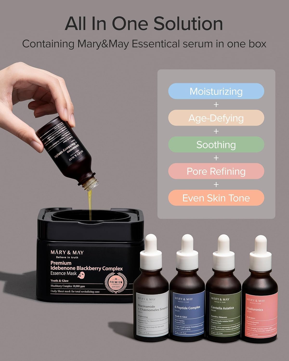 Mary&May Premium Idebenone Blackberry Complex Ampoule Mask — blackberry helps brighten and revitalize skin