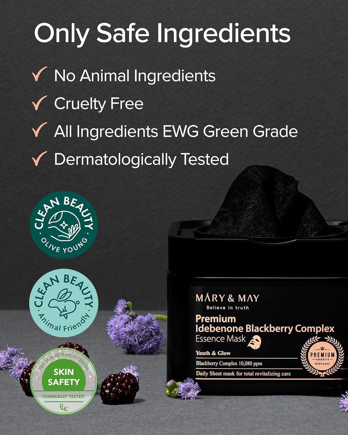 Mary&May Premium Idebenone Blackberry Complex Ampoule Mask — how to use: apply the mask and leave on, then remove