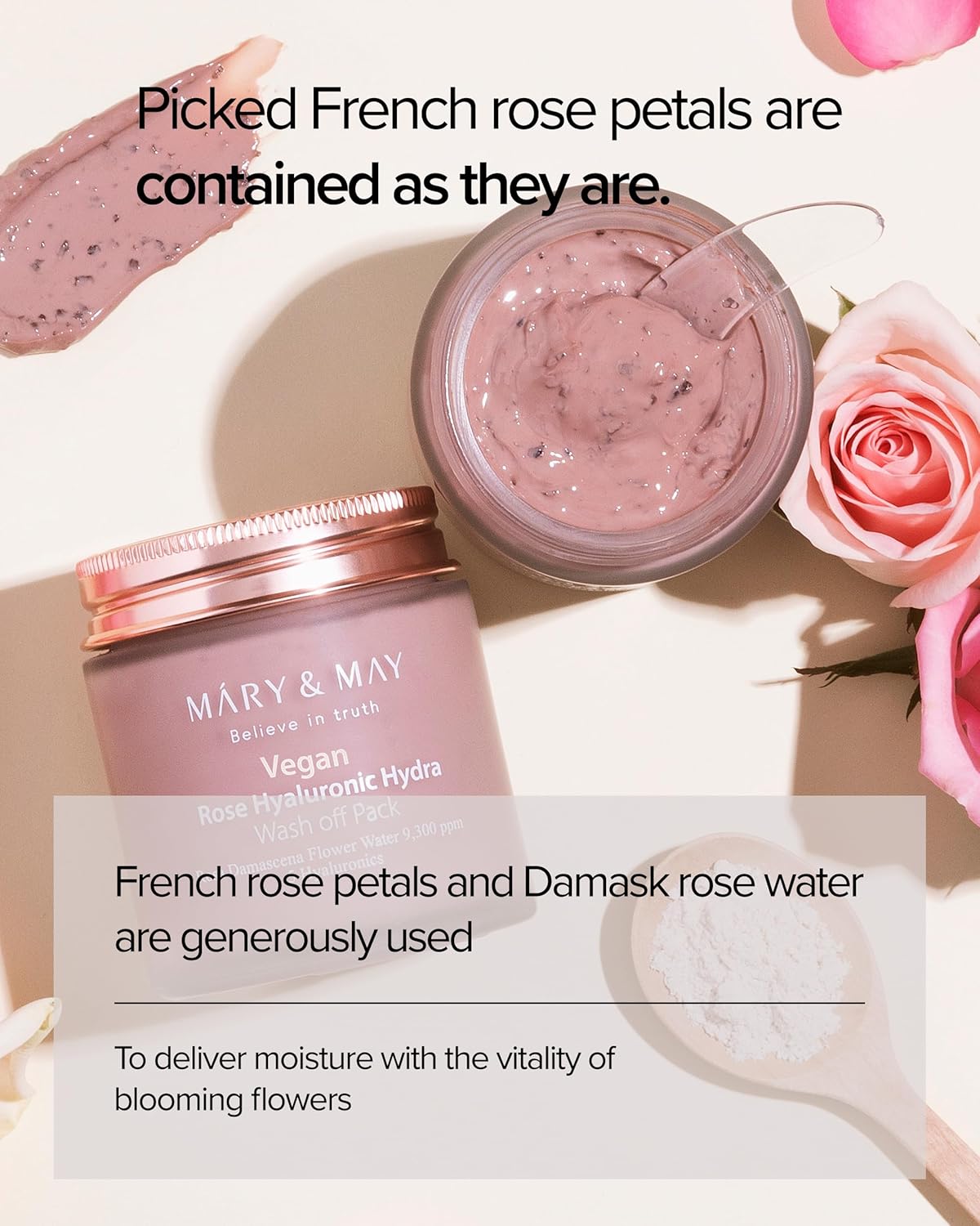 Mary&May Rose Hyaluronic Hydra Wash Off Pack — powered by rose extract and hyaluronic acid