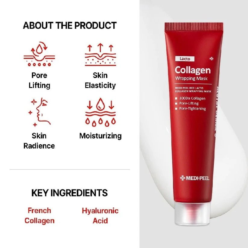 MEDI-PEEL Red Lacto Collagen Wrapping Mask — collagen firms and improves the look of elasticity
