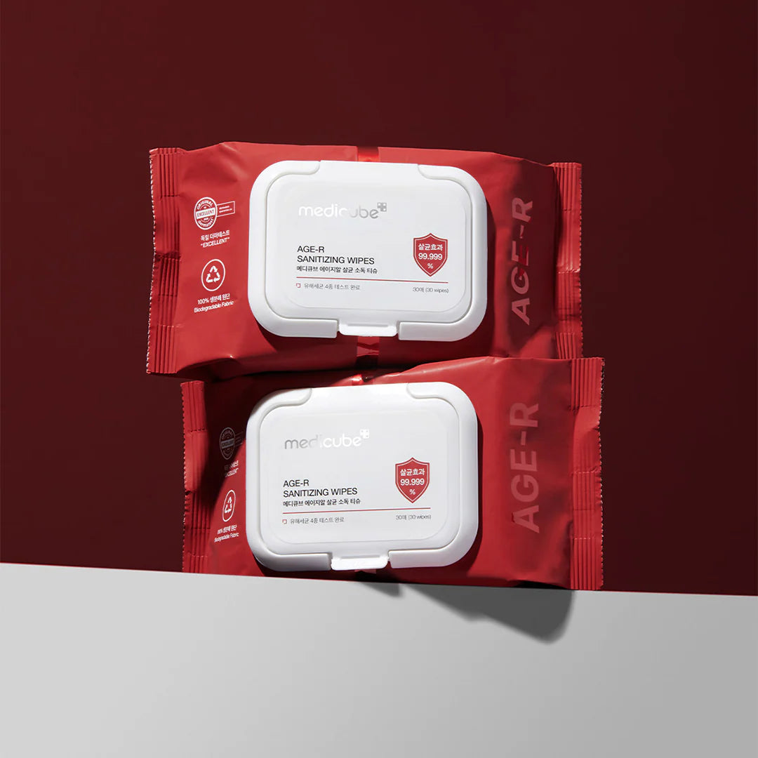 Medicube AGE-R Sanitizing Wipes – gentle cleanse for device surfaces