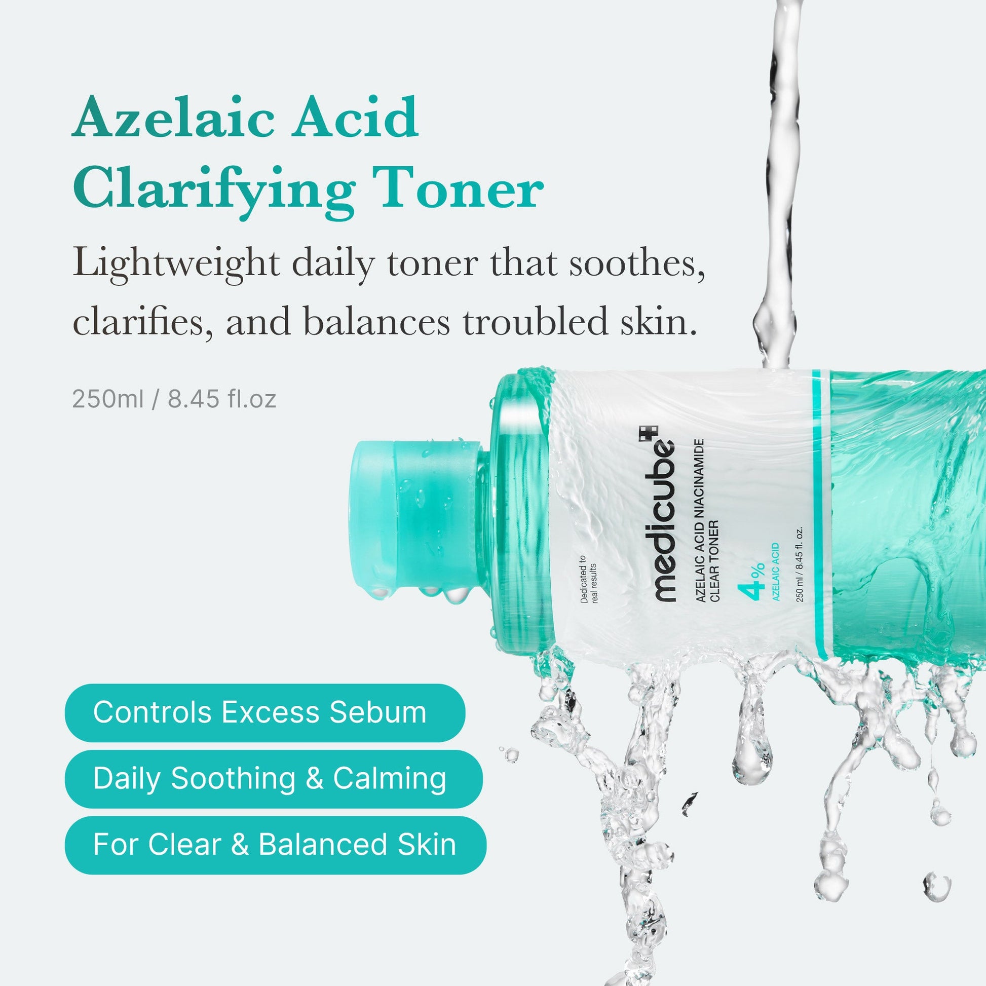 Clarifying toner with 4% azelaic acid and 2% niacinamide for sebum control