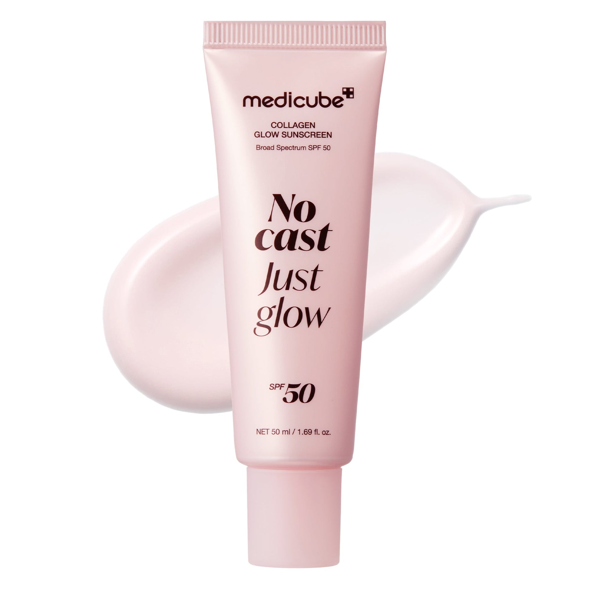 Medicube No Cast Just Glow Collagen Sunscreen SPF 50, a Korean glow sunscreen with no white cast