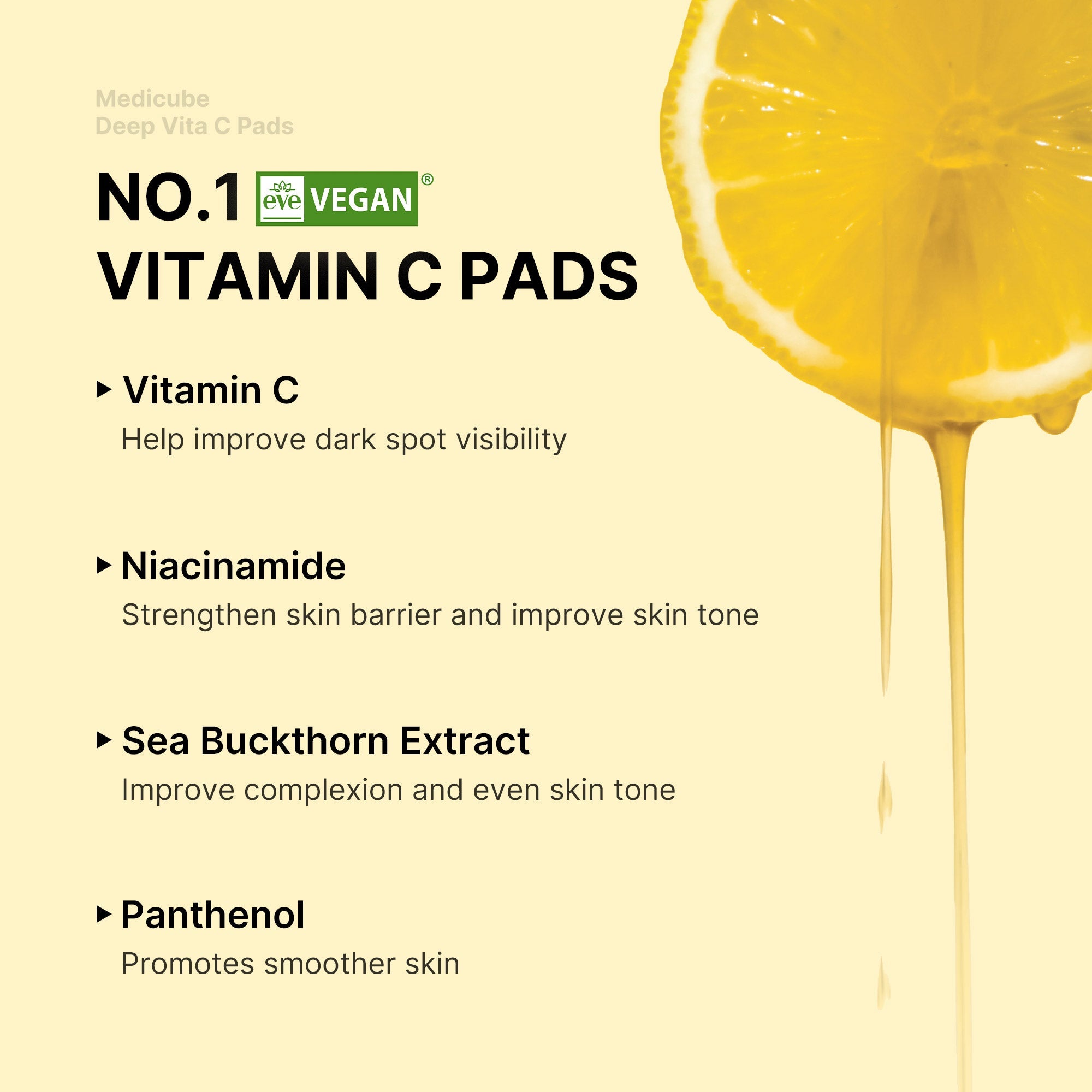 Naturally yellow pads colored by sea buckthorn extract, free of artificial dyes