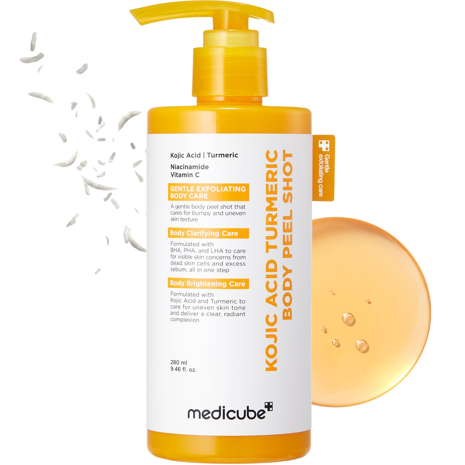 Medicube Kojic Acid Turmeric Body Peel Shot, Korean exfoliating body serum for bumpy, uneven skin
