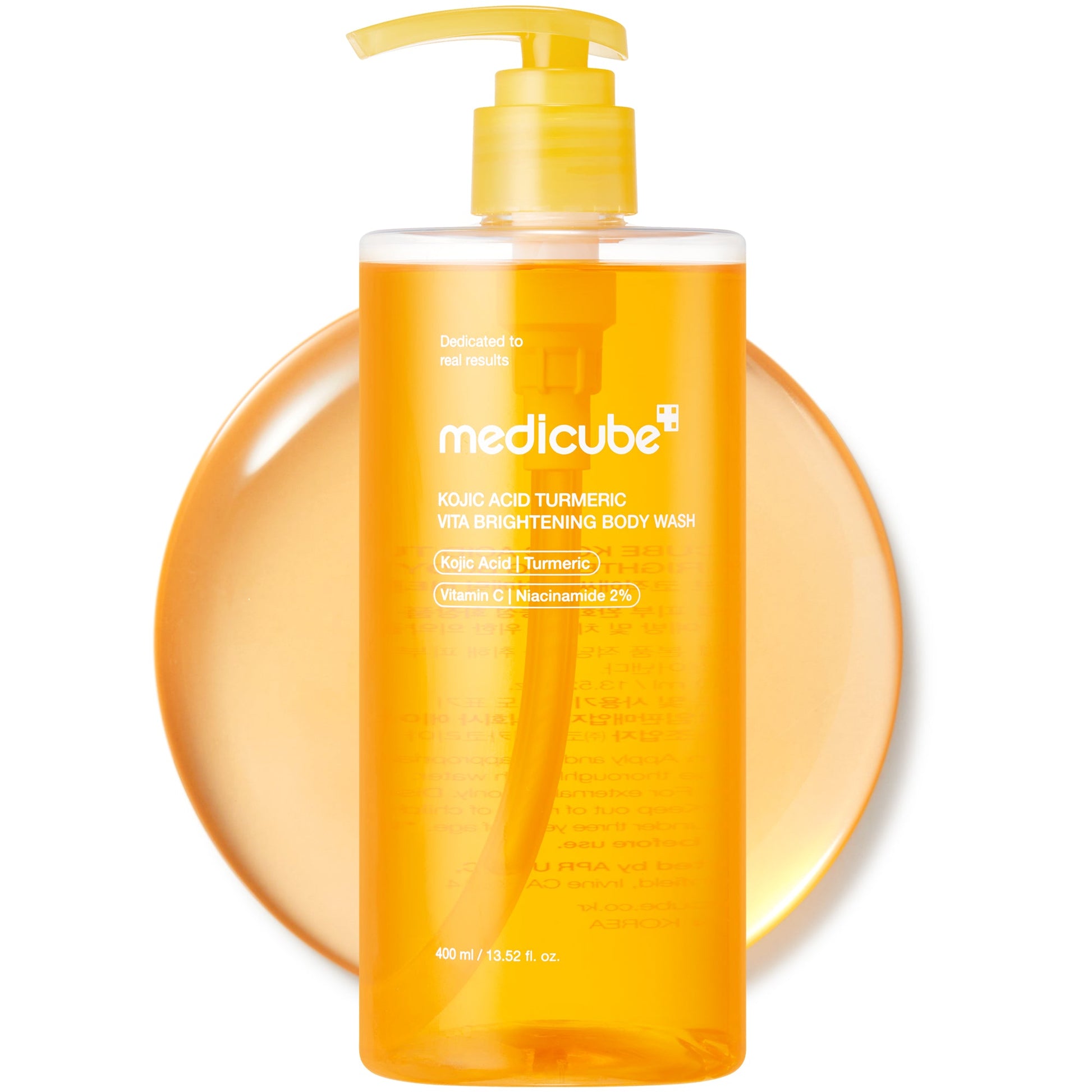 Medicube Kojic Acid Turmeric Brightening Body Wash, Korean shower gel for uneven skin tone