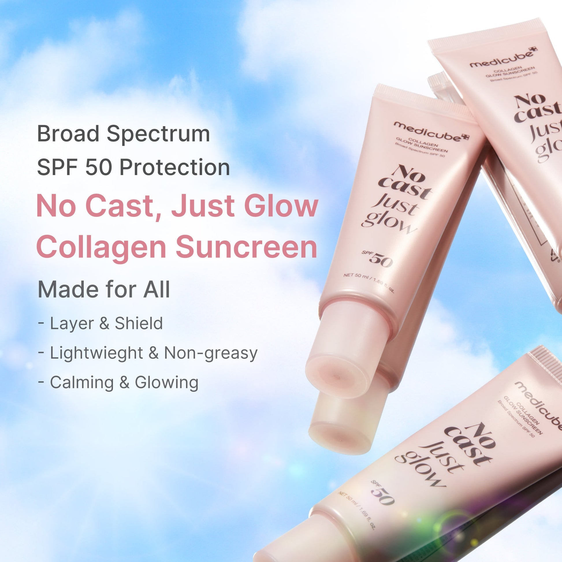 Lightweight SPF 50 broad-spectrum sunscreen that blends into all skin tones with no chalky residue